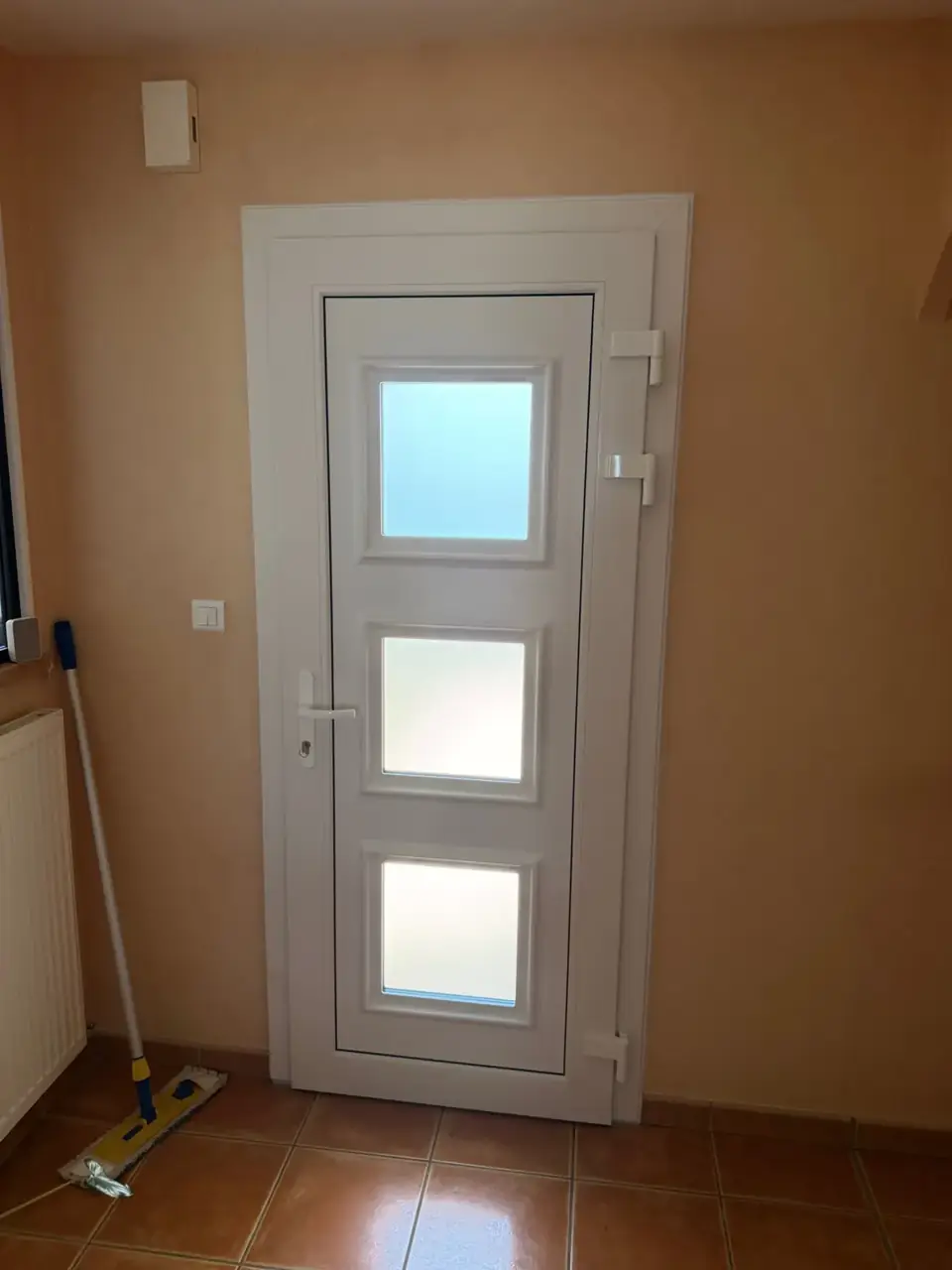 Portes d'entrée en PVC avec fenêtres pour maison moderne.